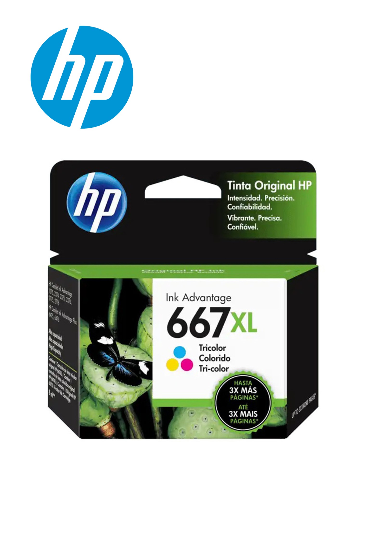 19391.jpg CARTUCHO TINTA HP 667XL COLOR (3YM80AL) 8ML - Imagen 1