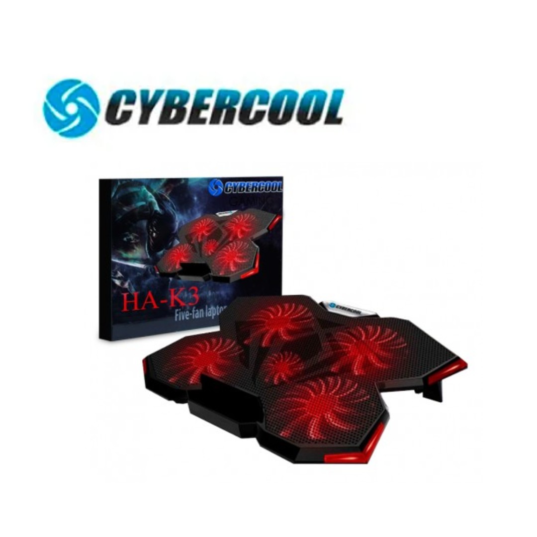 19724.jpg COOLER BASE NOTEBOOK CYBERCOOL GAMING HA-K3 ROJO (5 VENTILADORES) - Imagen 1