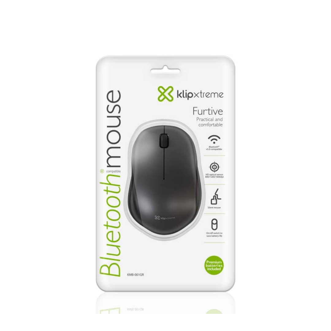21085.jpg MOUSE BLUETOOTH KLIPXTREME FURTIVE (KMB-001GR) - Imagen 1