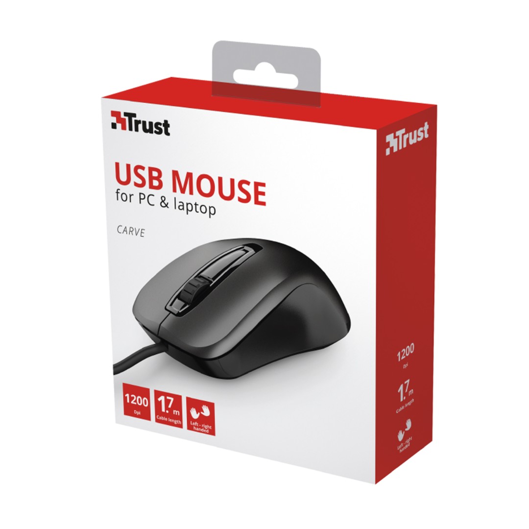 21168.jpg MOUSE USB TRUST CARVE WIRED (23733) - Imagen 1